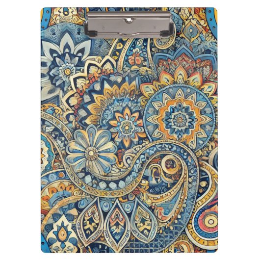 Levendige geometrische Paisley Abstract Klembord (Voorkant)