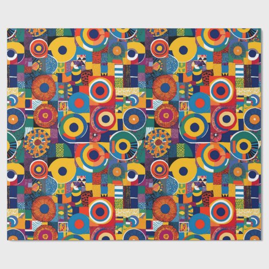 Levendige geometrische patchwork Afro-Amerikaanse  Cadeaupapier (Vlak)
