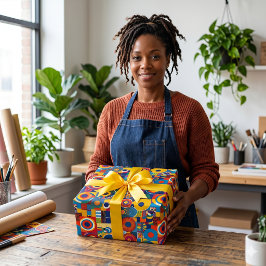 Levendige geometrische patchwork Afro-Amerikaanse  Cadeaupapier