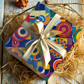 Levendige geometrische patchwork Afro-Amerikaanse  Cadeaupapier