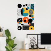 Levendige geometrische Pop kunst - vet en kleurrij Poster (Thuiskantoor)