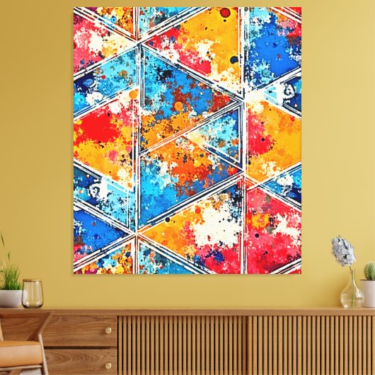Levendige geometrische splash art canvas afdruk (Insitu (Woonkamer))
