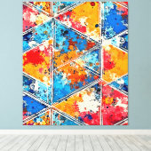 Levendige geometrische splash art canvas afdruk (Insitu (Houten vloer))