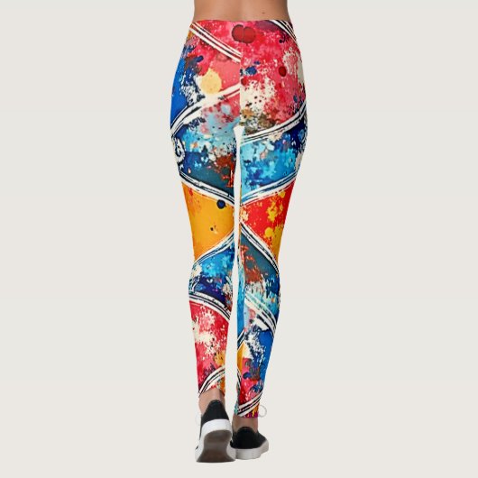 Levendige geometrische splash art leggings (Achterkant)