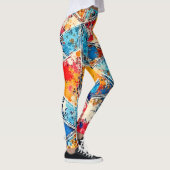 Levendige geometrische splash art leggings (Rechts)