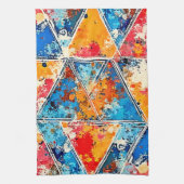 Levendige geometrische splash art theedoek (Verticaal)
