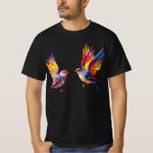 Levendige geometrische vogels tijdens de vlucht t-shirt (Voorkant)