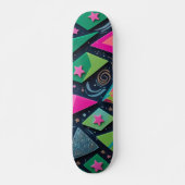 Levendige geometrische vormen met glitter en sterr persoonlijk skateboard (Voorkant)