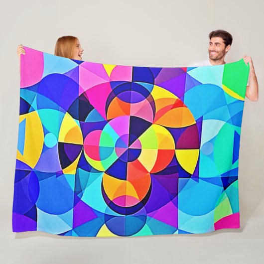 Levendige geometrische vreugde fleece deken (In situ)