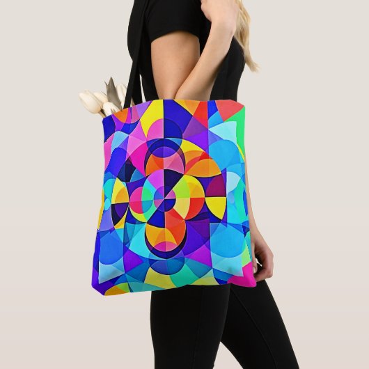 Levendige geometrische vreugde tote bag (Dichtbij)