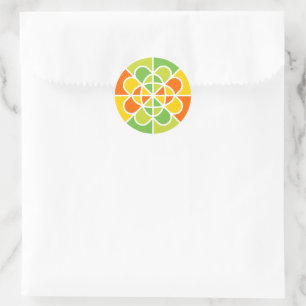 Levendige Geometrische Zonne-uitbarsting Abstracte Ronde Sticker