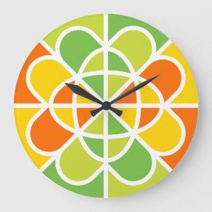 Levendige Geometrische Zonneburst Abstracte Kunst Grote Klok