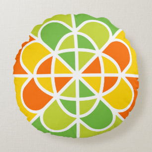 Levendige Geometrische Zonneuitbarsting Abstracte Rond Kussen