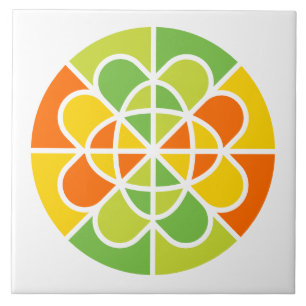 Levendige Geometrische Zonneuitbarsting Abstracte Tegeltje