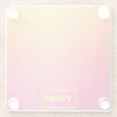 Levendige gepersonaliseerde ombre roze en geel glazen onderzetter (Achterkant)