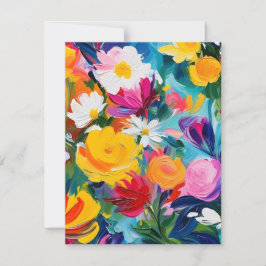 Levendige geschilderde bloemen feestdagenkaart