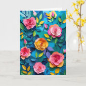 Levendige Gesneden-Papier Rozen Tuin Kaart (Gele Bloem)