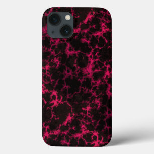 Levendige Gespikkelde Roze en Zwarte Vlammen iPhone 13 Hoesje