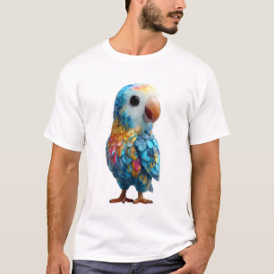 Levendige gestileerde papegaai-illustratie mannen t-shirt