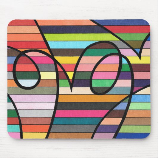 Levendige gestreepte abstract met vette zwarte kro muismat (Voorkant)