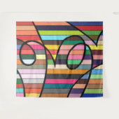 Levendige gestreepte abstract met vette zwarte kru wandkleed (Voorkant (horizontaal))