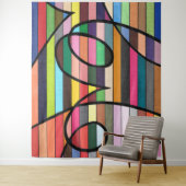 Levendige gestreepte abstract met vette zwarte kru wandkleed (In situ)