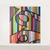 Levendige gestreepte abstract met vette zwarte kru wandkleed (Voorkant)