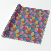 Levendige getextureerde harten Gift Wrap - Bold Lo Cadeaupapier (Uitgerold)
