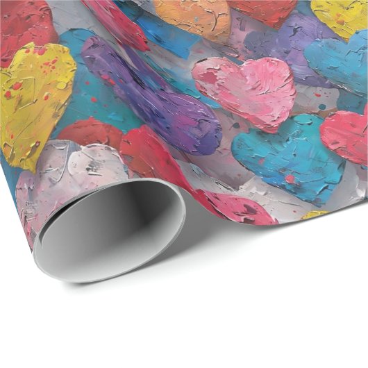 Levendige getextureerde harten Gift Wrap - Bold Lo Cadeaupapier (Rol Hoek)