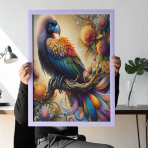 Levendige gevederde Condor zittend bovenop boomtak Poster