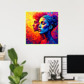 Levendige Gezichten Mozaïek Abstracte Print (Thuiskantoor)