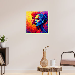 Levendige Gezichten Mozaïek Abstracte Print
