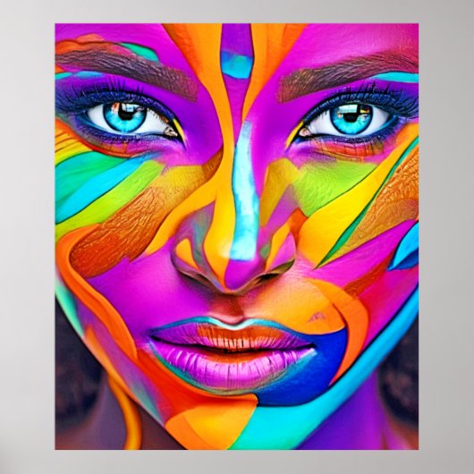 Levendige Gezichtsbeschildering Kunst Poster (Voorkant)