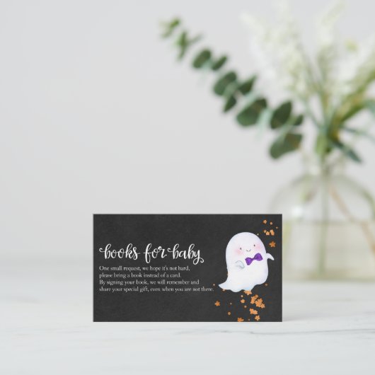 Levendige Ghost Halloween Baby shower Books for Ba Informatiekaartje (Staand voorkant)