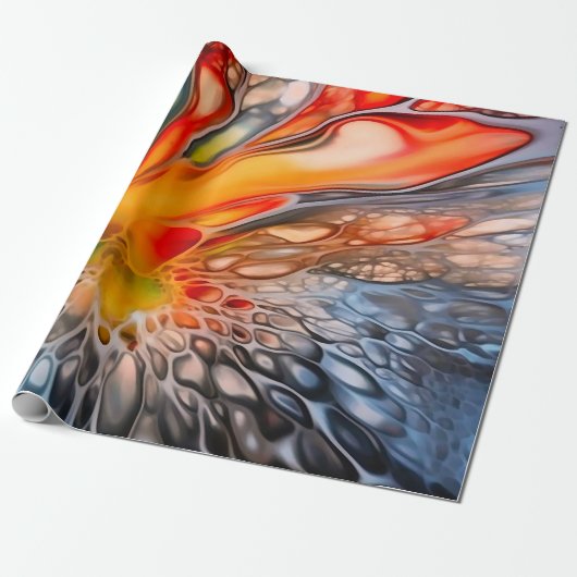 Levendige gietinkt Abstract Cadeaupapier (Uitgerold)