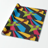 Levendige gitaar met geometrische strepen cadeaupapier (Uitgerold)