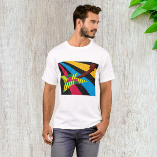 Levendige gitaar met geometrische strepen t-shirt