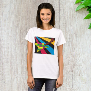 Levendige gitaar met geometrische strepen t-shirt