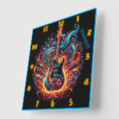 Levendige gitaar wervelend met kleurrijke melodieë vierkante klok (Hoek)