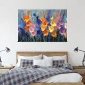 Levendige Gladiolus Schildering Abstracte Wandkuns Canvas Afdruk (Insitu (Slaapkamer))
