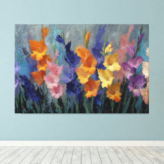 Levendige Gladiolus Schildering Abstracte Wandkuns Canvas Afdruk