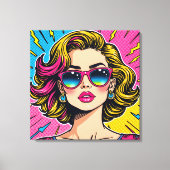 Levendige Glam Pop Art - Retro 80's Style Canvas Afdruk (Voorkant)