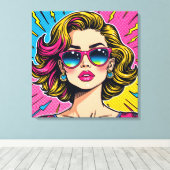 Levendige Glam Pop Art - Retro 80's Style Canvas Afdruk (Insitu (Houten vloer))