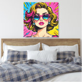 Levendige Glam Pop Art - Retro 80's Style Canvas Afdruk (Insitu (Slaapkamer))