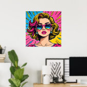 Levendige Glam Pop Art - Retro 80's Style Poster (Thuiskantoor)