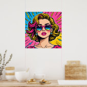 Levendige Glam Pop Art - Retro 80's Style Poster (Keuken)