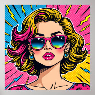 Levendige Glam Pop Art - Retro 80's Style Poster