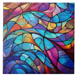 Levendige Glas in lood Flow Abstracte Keramische T Tegeltje