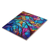 Levendige Glas in lood Flow Abstracte Keramische T Tegeltje (Zijkant)