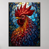 Levendige Glas in lood Haan Art Poster (Voorkant)